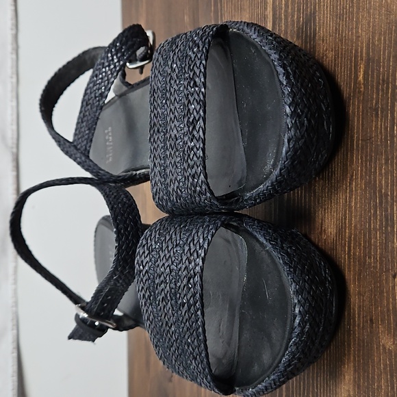 Stuart Weitzman Black Barbados Raffia Platform Sandals - Size 8.5 - Picture 3 of 13